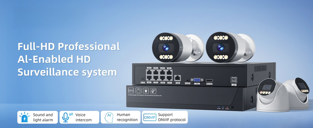 Tuya APP 4CH /8CH 5MP Bullet AI POE IP Camera Security Surveillance System Camera Kit