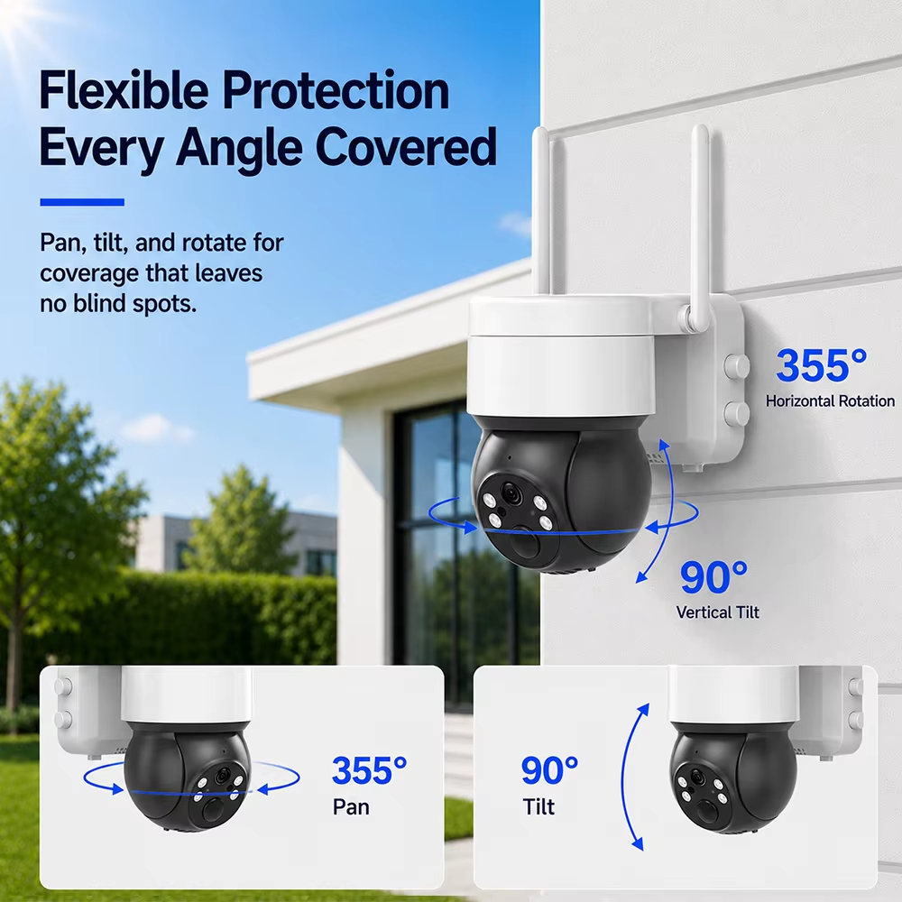 3MP Tuya APP Wireless WiFi PIR Human Detection Motion Tracking Patrol CCTV Battery Solar PTZ Surveillance Camera Outdoor