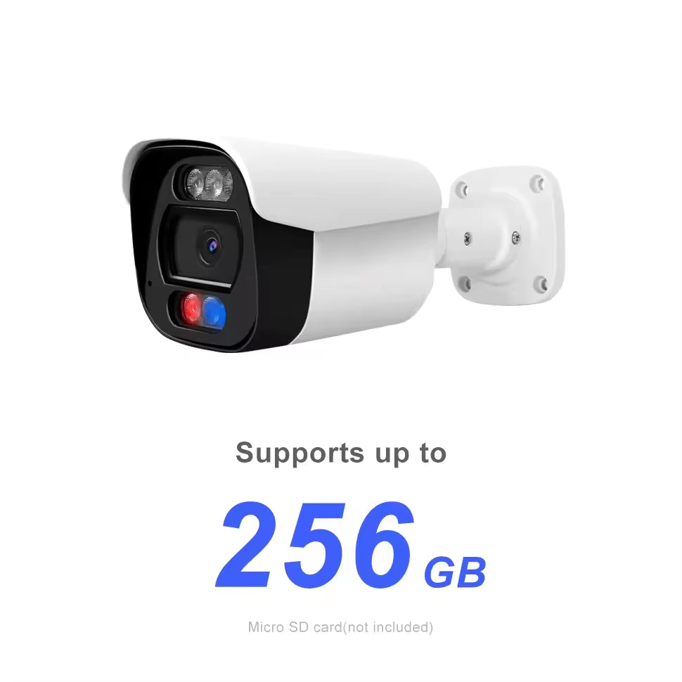 Fix Lens 4K 8MP CMOS HD Colorful Night Vision Smart Motion Detection IP66 Waterproof Bullet POE Security Camera SD Card Slot