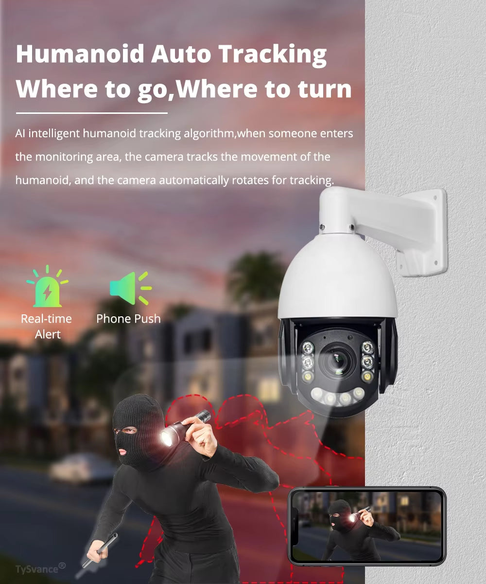 4k 8 Inch POE PTZ Security IMX415 Camera Optical 30x Zoom Auto Tracking 8MP 5mp IP67 Metal IP66 Night Vision NVR Support Camera