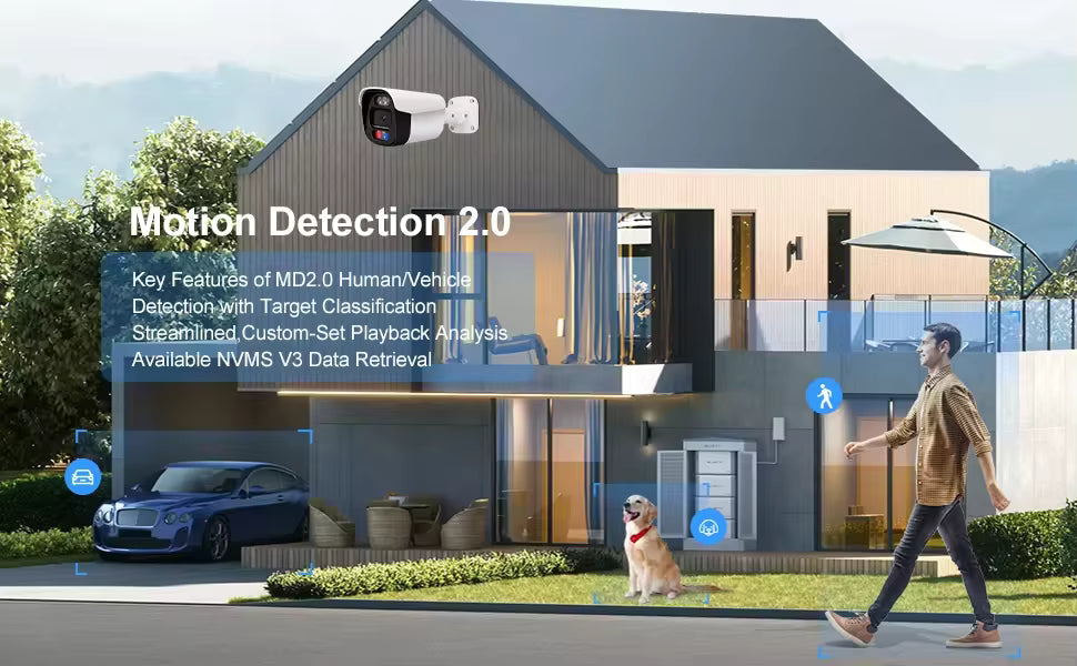 Fix Lens 4K 8MP CMOS HD Colorful Night Vision Smart Motion Detection IP66 Waterproof Bullet POE Security Camera SD Card Slot