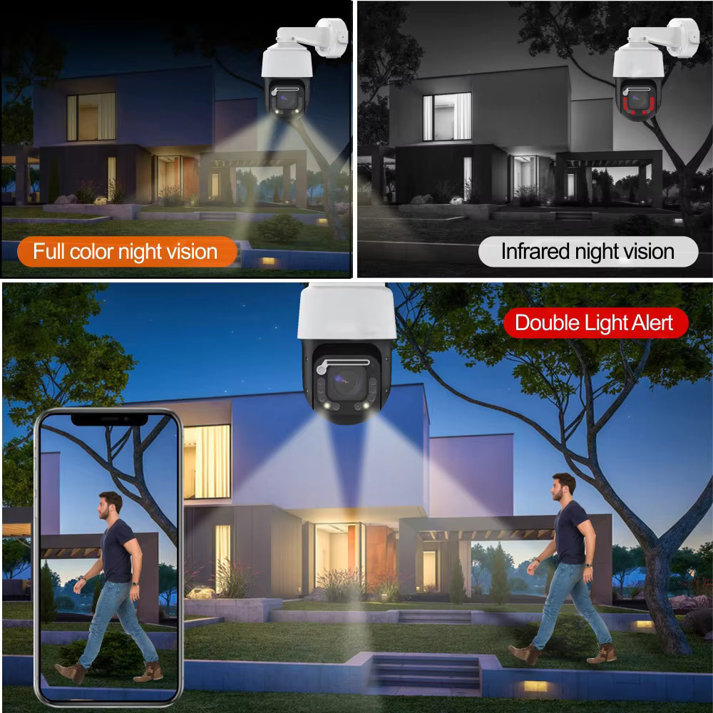 8MP 20X Optical Zoom High Speed Dome PTZ POE IP Camera Dual Light Outdoor With IMX415 Human AI Auto Tracking Wiper CCTV Camera
