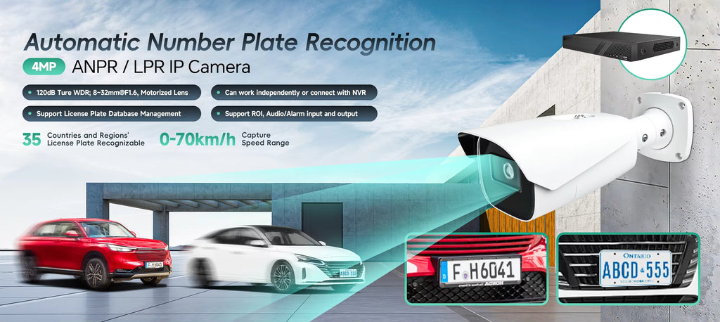 OEM 4MP ANPR LPR IP Security Vehicle Licence Plate Detection and Recognition POE Camera 50-70 IR Distance IP67 with SD Slot