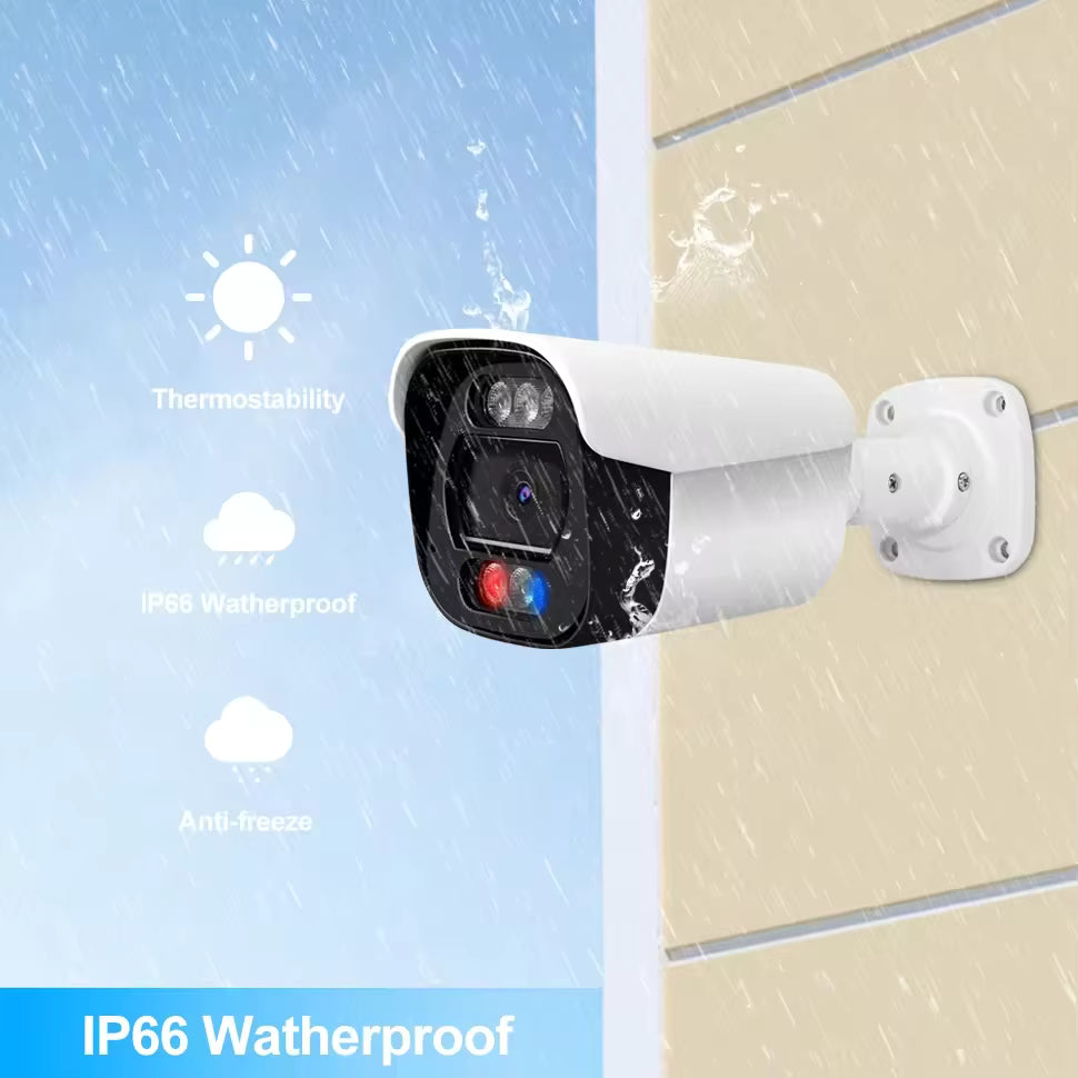 Fix Lens 4K 8MP CMOS HD Colorful Night Vision Smart Motion Detection IP66 Waterproof Bullet POE Security Camera SD Card Slot