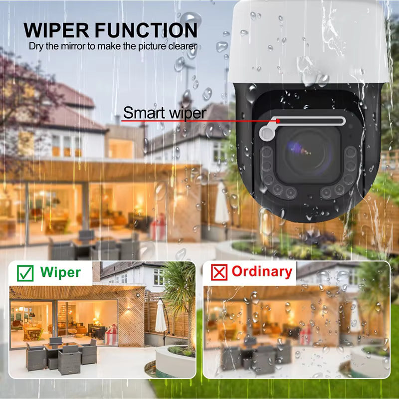 8MP 20X Optical Zoom High Speed Dome PTZ POE IP Camera Dual Light Outdoor With IMX415 Human AI Auto Tracking Wiper CCTV Camera