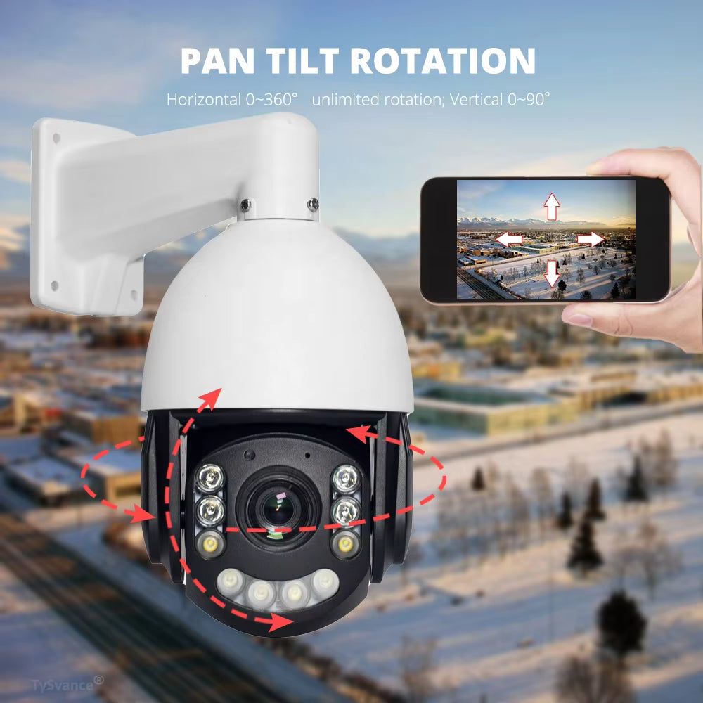 4k 8 Inch POE PTZ Security IMX415 Camera Optical 30x Zoom Auto Tracking 8MP 5mp IP67 Metal IP66 Night Vision NVR Support Camera