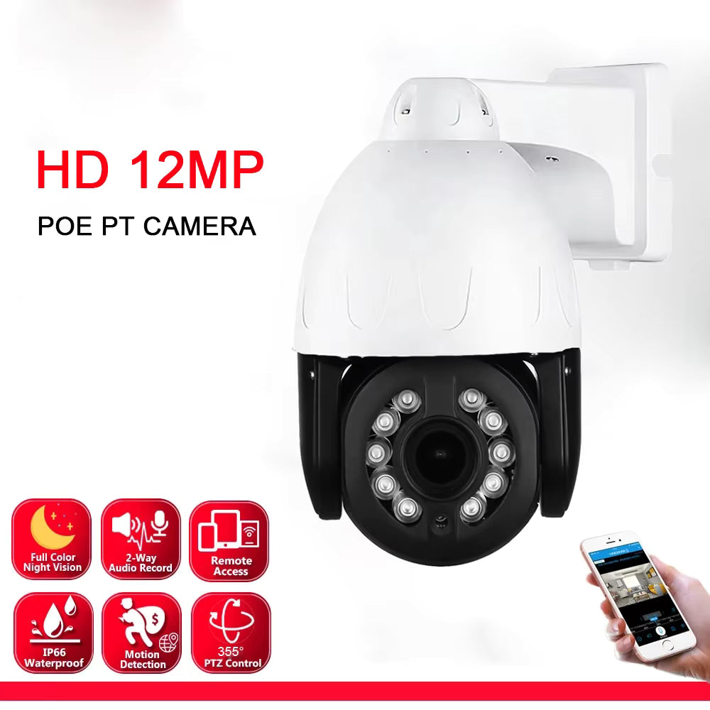 12MP 8MP PoE IP CCTV Security Network Ptz Camera Ip66 Waterproof Auto Track Vehicle Detection Full Color Imx577 Sensor 4k Camera