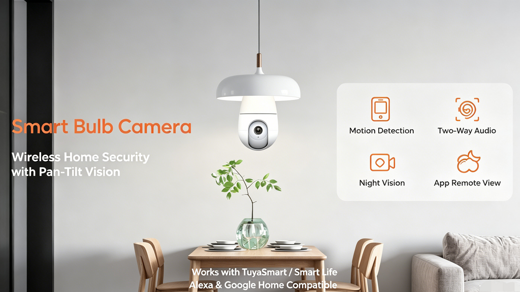 Tuya APP 3MP Indoor Panorama Bulb Indoor WIFI IP Camera