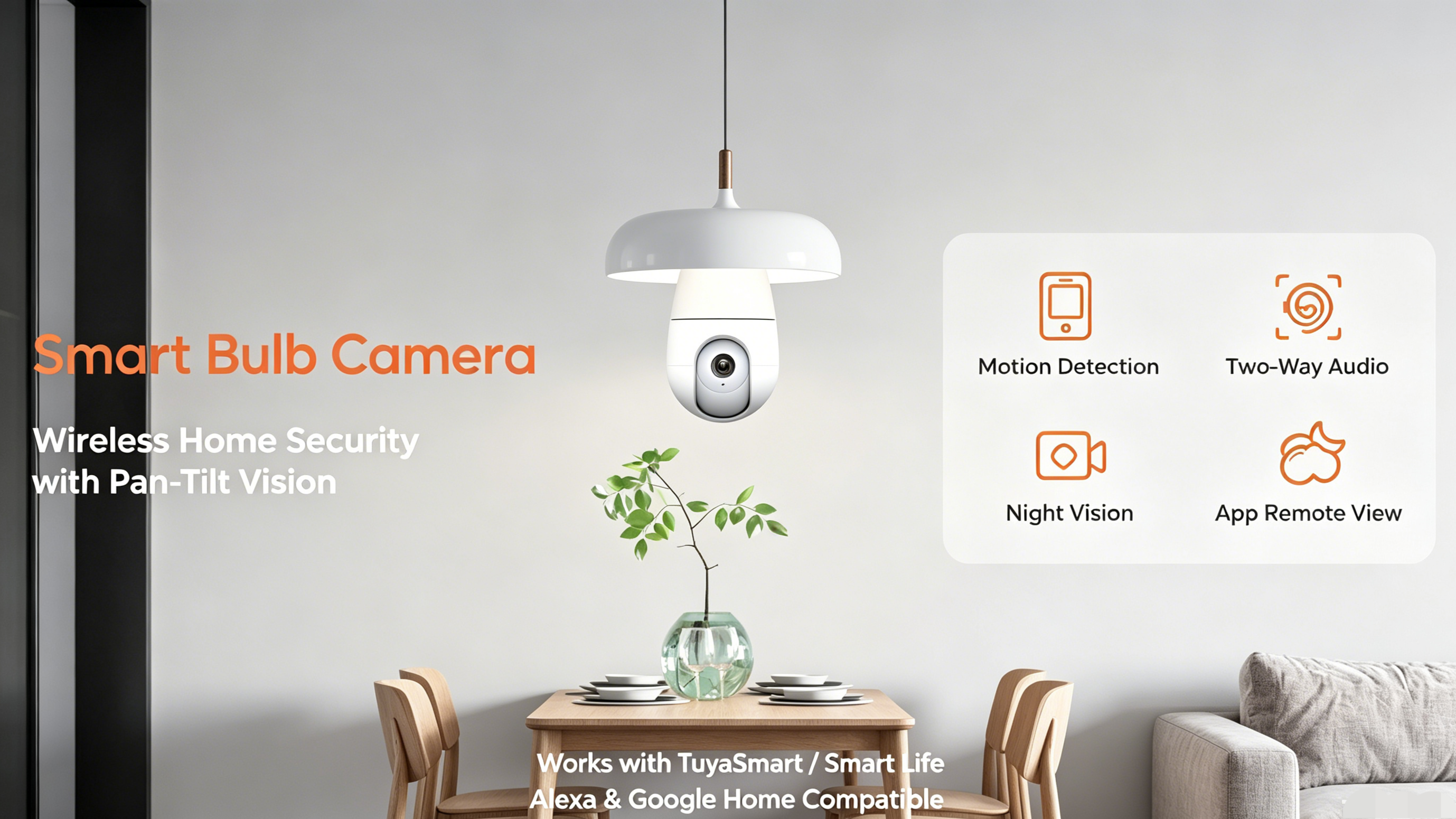Tuya APP 3MP Indoor Panorama Bulb Indoor WIFI IP Camera