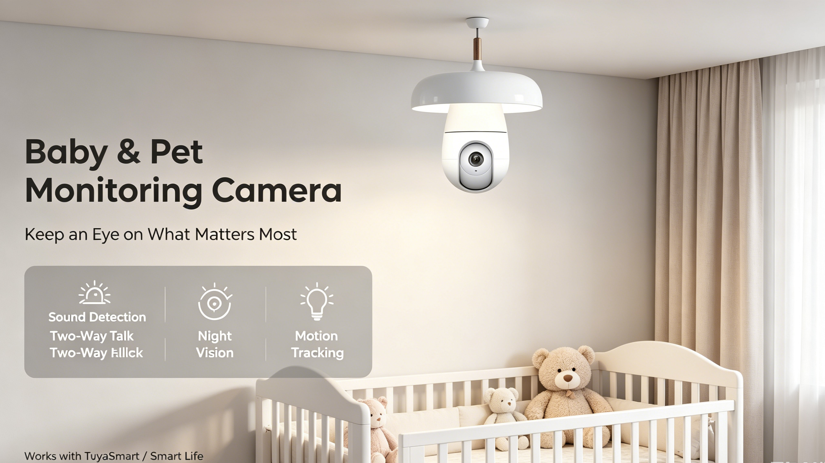 Tuya APP 3MP Indoor Panorama Bulb Indoor WIFI IP Camera