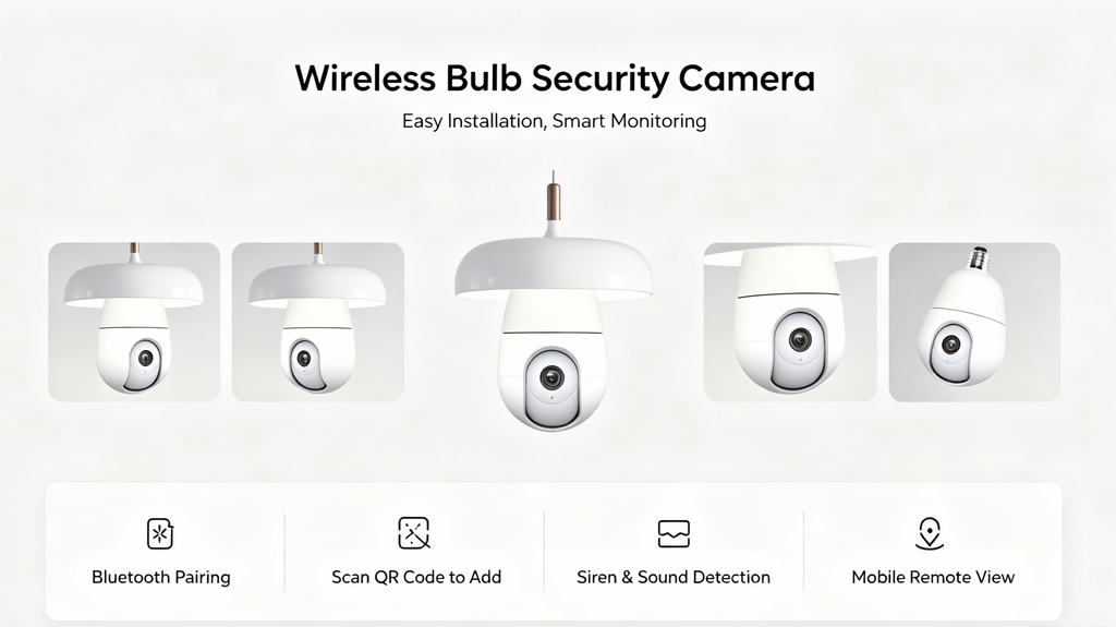 Tuya APP 3MP Indoor Panorama Bulb Indoor WIFI IP Camera