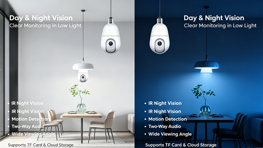 Tuya APP 3MP Indoor Panorama Bulb Indoor WIFI IP Camera
