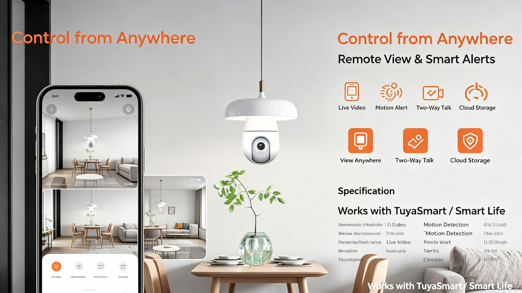 Tuya APP 3MP Indoor Panorama Bulb Indoor WIFI IP Camera