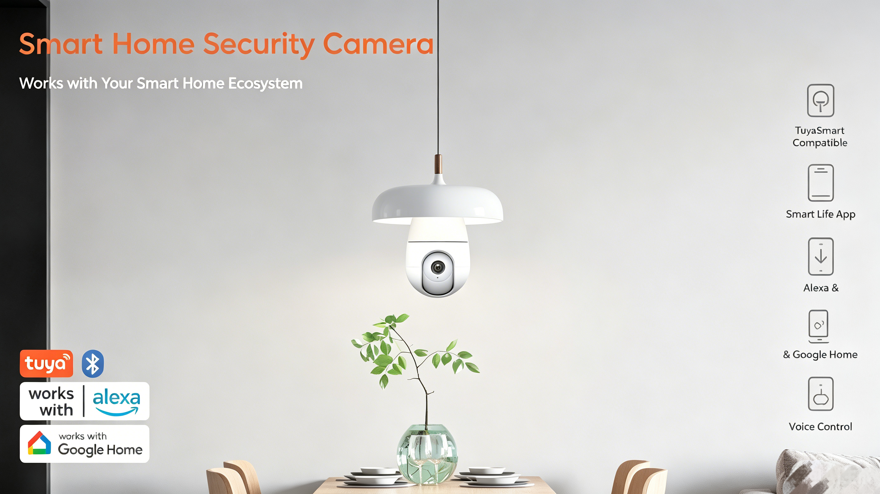 Tuya APP 3MP Indoor Panorama Bulb Indoor WIFI IP Camera