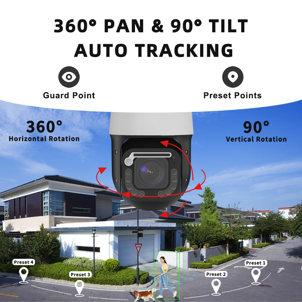 8MP 20X Optical Zoom High Speed Dome PTZ POE IP Camera Dual Light Outdoor With IMX415 Human AI Auto Tracking Wiper CCTV Camera