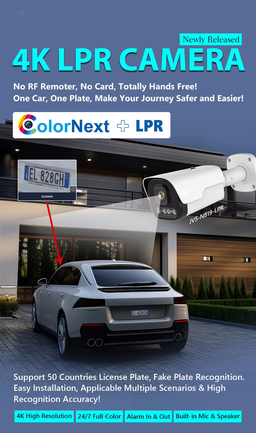 OEM Traffic 50KM/H LPR IP Camera HD Car License Plate Recognition Plate Reader ANPR Camera