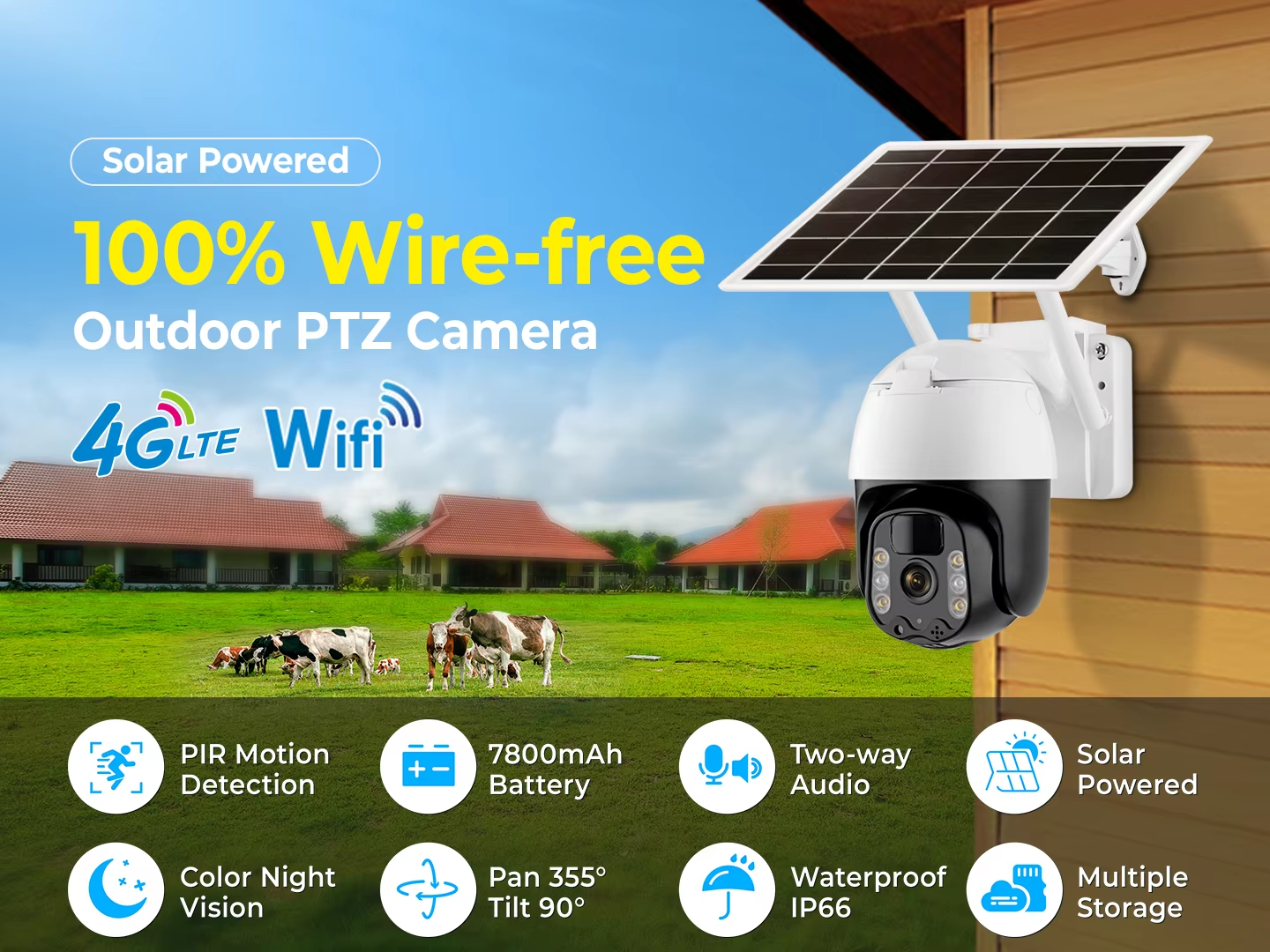 InLifeCam 3.0MP WI-Fi /4g  PIR Solar Battery Outdoor IP Camera TUYA APP