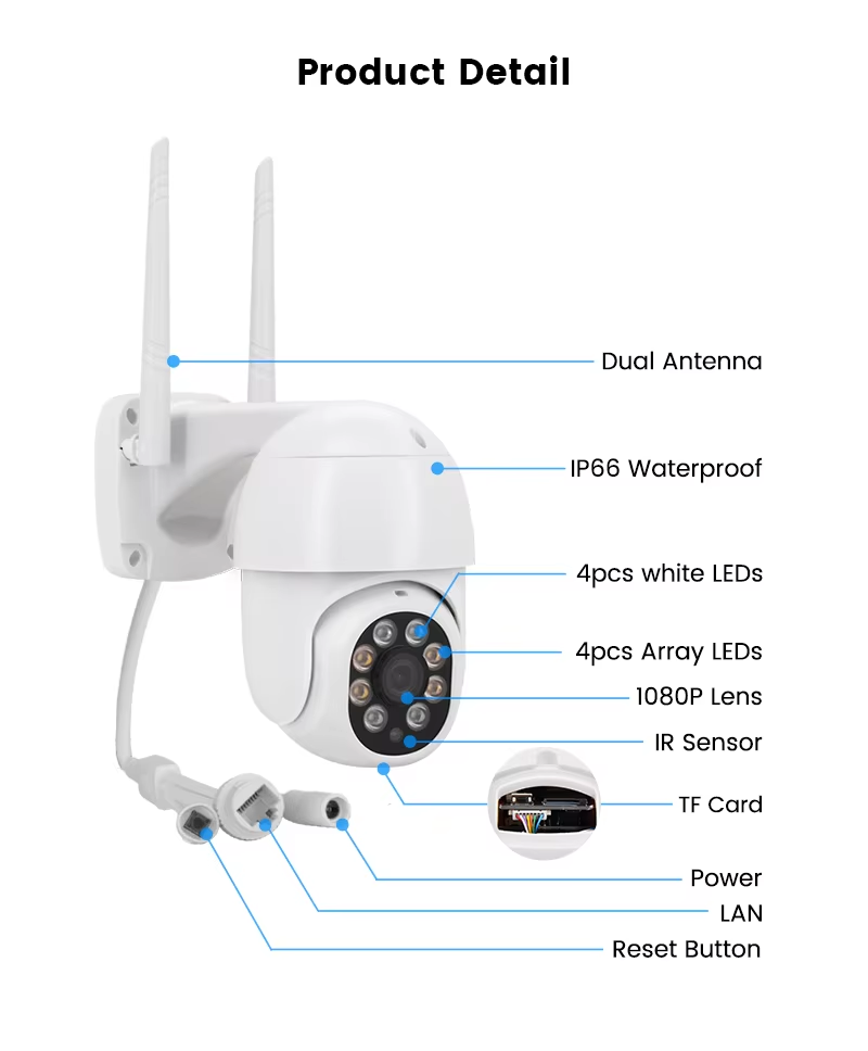 InLifeCam Tuya Smart app 5.0mp Outdoor WI-Fi PTZ IP Camera Full Color NIght