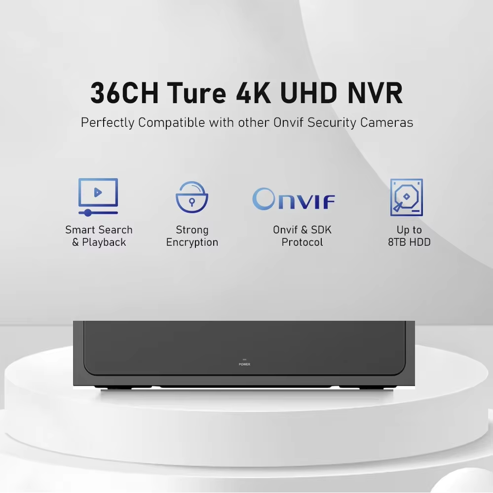 H.265 Network Video Tape Recorder NVR Security System Outdoor 36CH true 4K UHD NVR