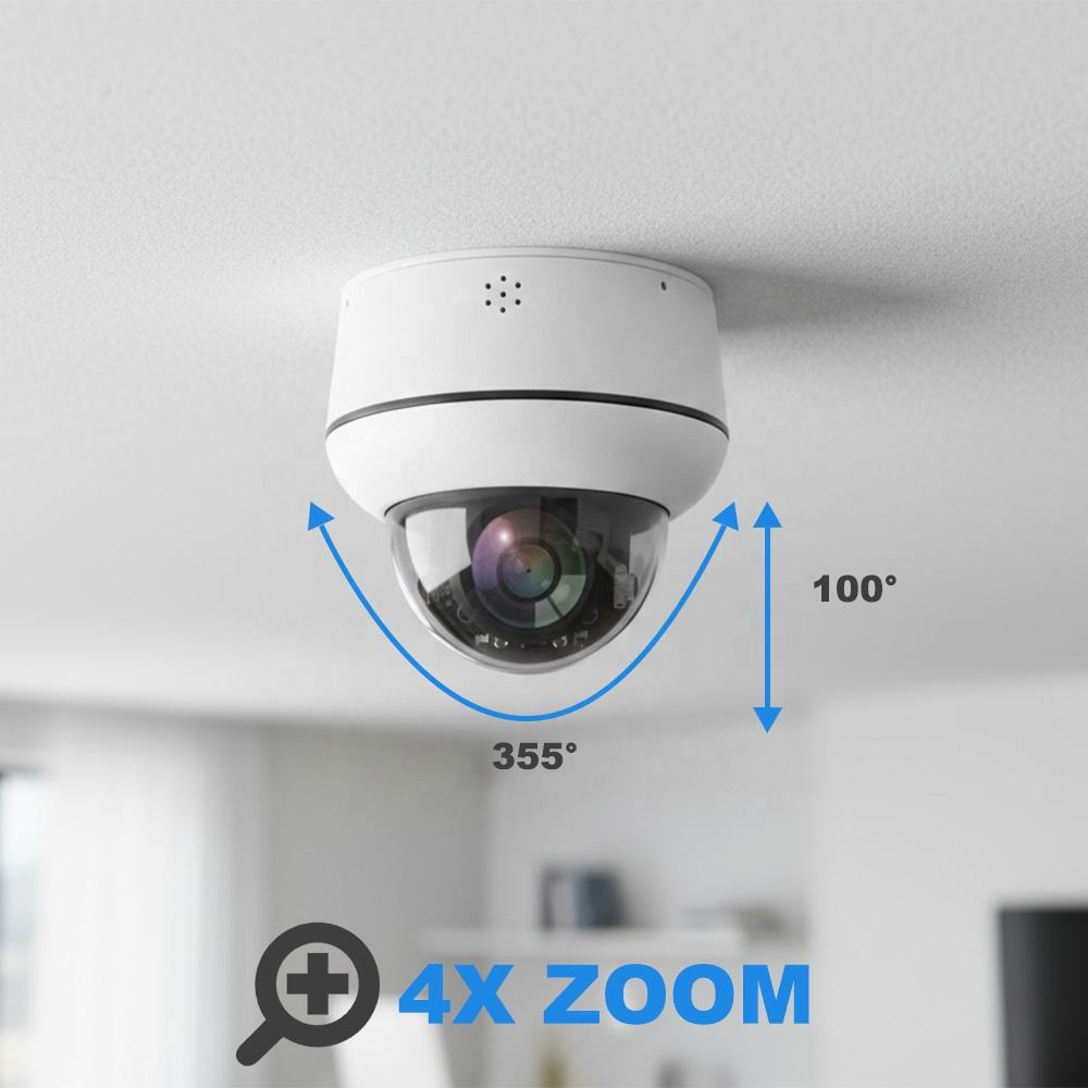 5MP Full Color Night Vision Camera 4X Zoom PTZ Camera IP66 POE Camera AI Human Vehicle Detection CCTV