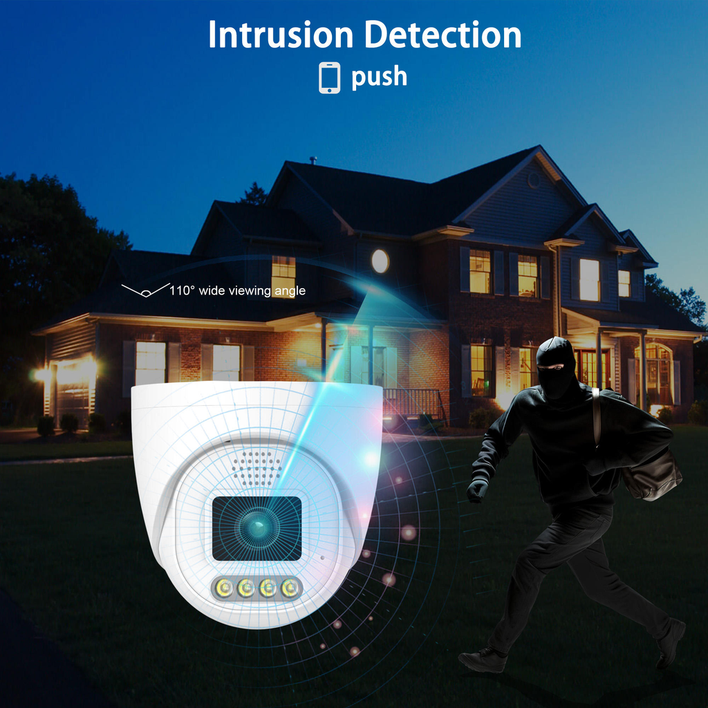 8MP 4K IP Camera 5X Zoom 2.8-12mm Lens 40m Full Color Night Vision H265+ Compression Waterproof IP66