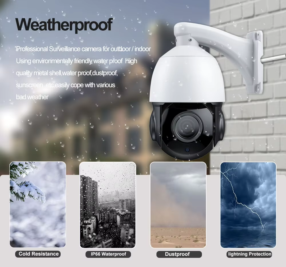 OEM Full HD IP PTZ CCTV Camera System 4K 8 Megapixel 20X Zoom Dome Style Night Vision NVR Data Audio Video-HIK Protocol POE