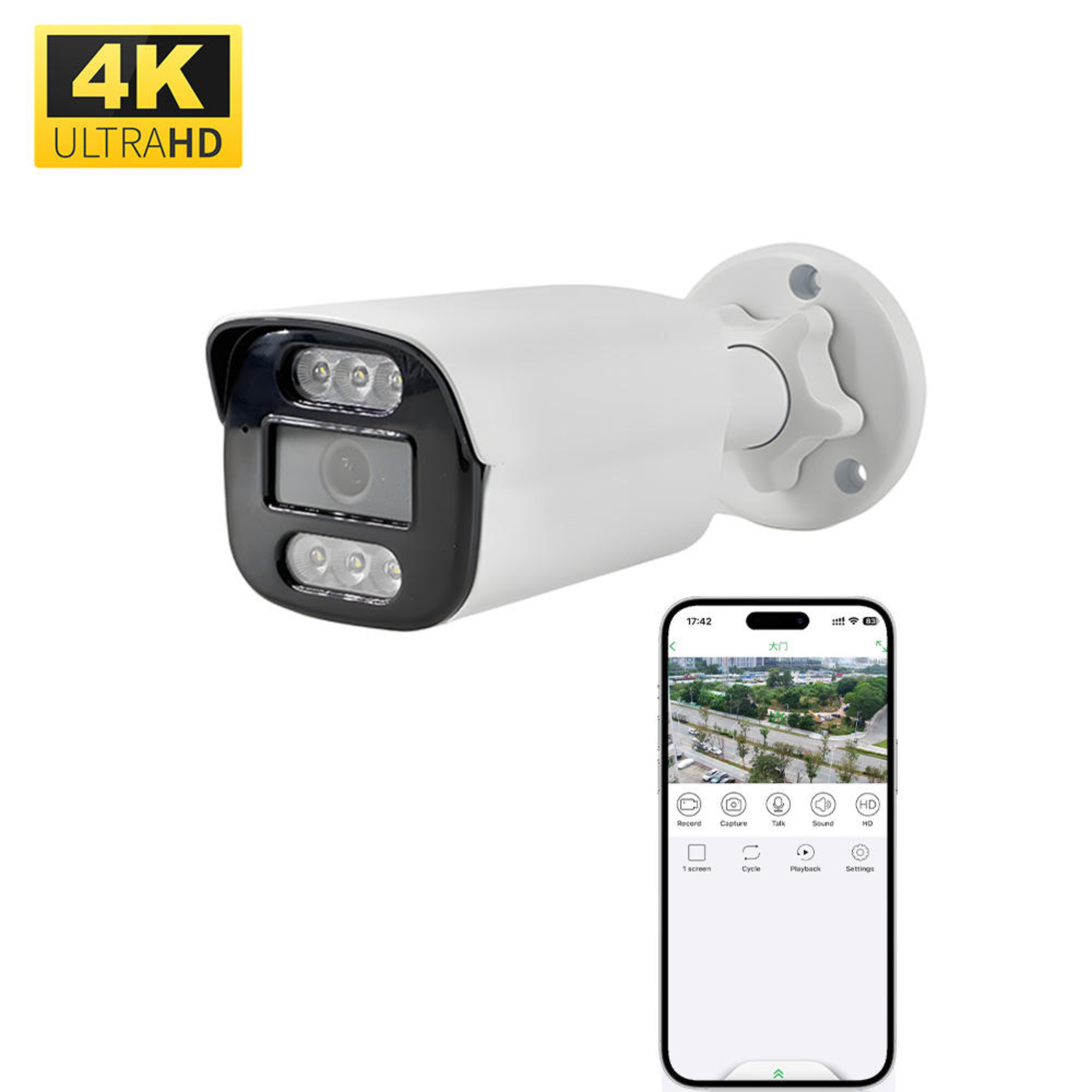 4K POE Metal IP Bullet Camera 4k Cctv Camera H.265+ Full Color Night Vision 40m IP66 Waterproof Humanoid Detection Two-Way Audio